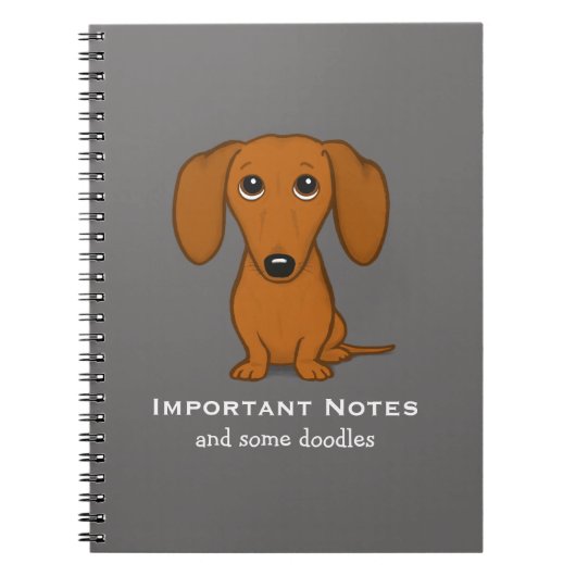短毛ダシュント | かわいいドキシー漫画の犬 ノートブック (正面)