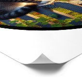短気な国産ネコの円形の3D画像 ポスター (角)