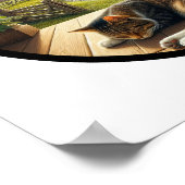 短気な国産ネコの円形の3D画像 ポスター (角)