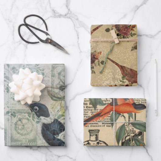 短気な鳥シリーズデザイン2 ラッピングペーパーシート (正面)