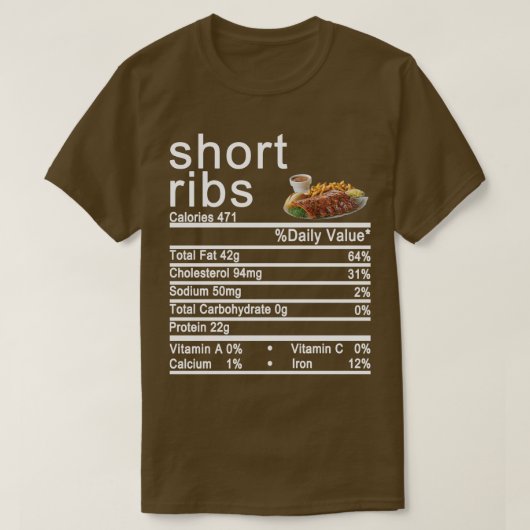 短肋骨栄養ファクトラベル Tシャツ (デザイン正面)