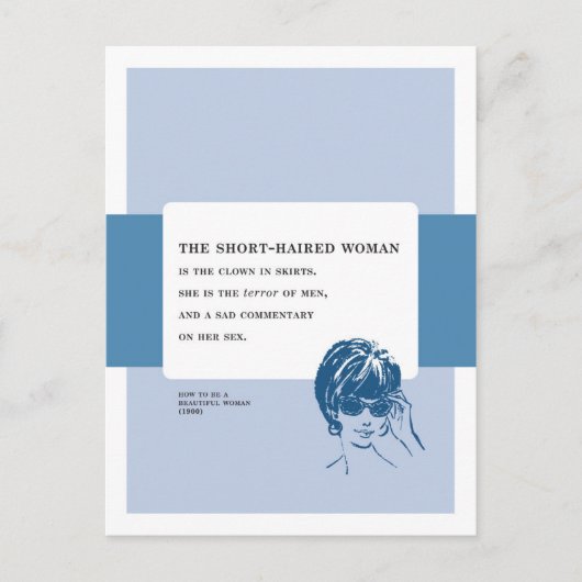 短髪の女性の恐怖ヴィンテージ悪いアドバイス ポストカード (正面)