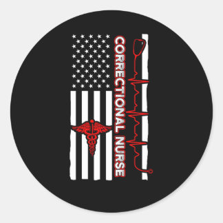 矯正ナースアメリカ国旗Rn ラウンドシール