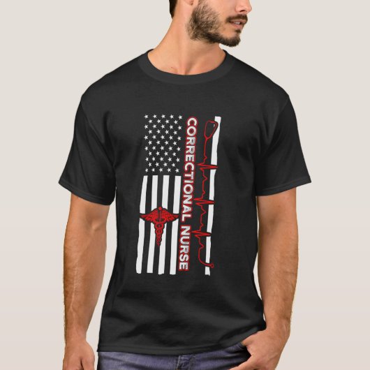 矯正ナースアメリカ国旗Rn Tシャツ (正面)
