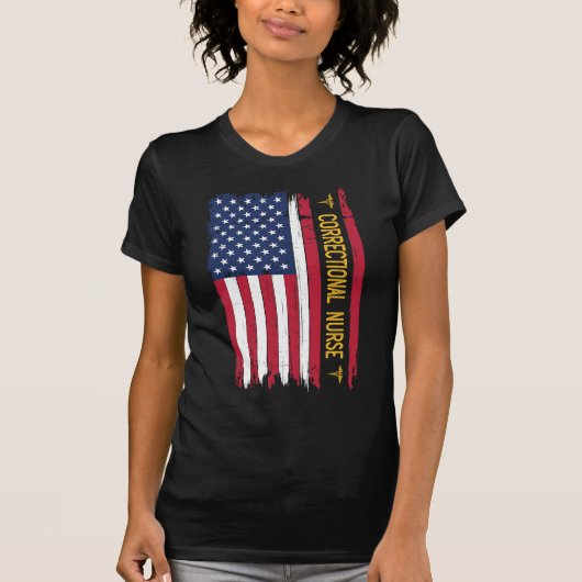 矯正ナース米国国旗 Tシャツ (正面)