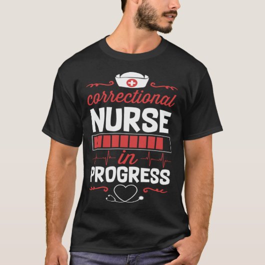 矯正ナース進行中の看護学校のスタッド Tシャツ (正面)