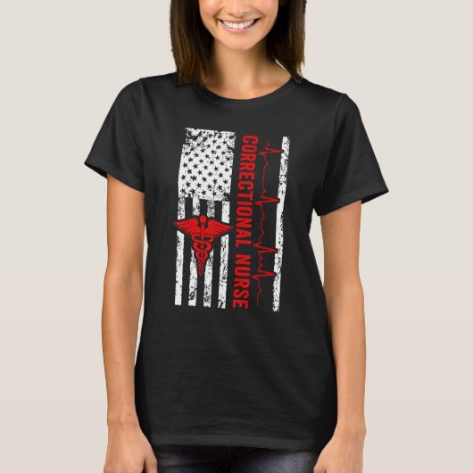 矯正ナースUSAフラグ看護RUN Tシャツ (正面)