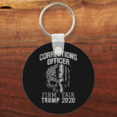 矯正官トランプ薄銀線オフィサー キーホルダー (正面)