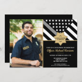 矯正官卒業パーティーフラグ写真 招待状 (正面/裏面)