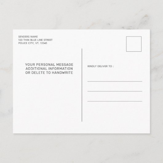 矯正官職卒業党アメリカ国旗 案内ポストカード (裏面)