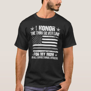 矯正将校は細い銀線を守る Tシャツ