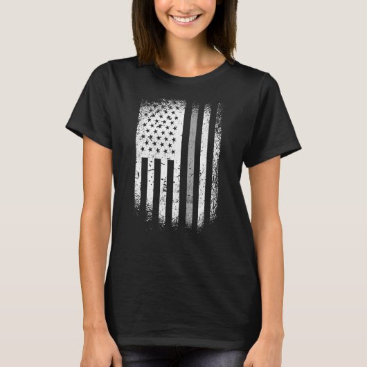 矯正将校アメリカ国旗のシルバーライン Tシャツ (正面)