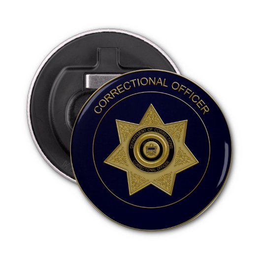 矯正将校バッジG01ラウンドボトルオープナー 栓抜き (正面)