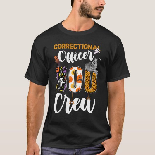 矯正将校Booクルー幽霊おもしろいHallowee Tシャツ (正面)