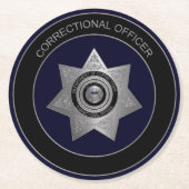 矯正役員バッジ、Silvr-2-Round Coasters ラウンドペーパーコースター (正面)