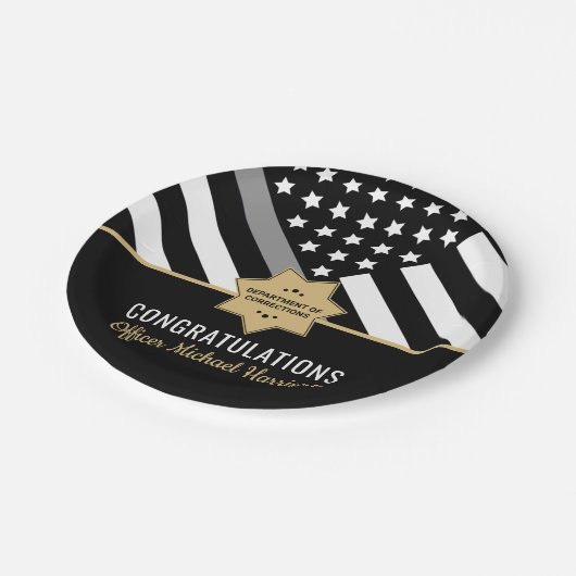 矯正役員卒業パーティー銀線 ペーパープレート (アングル)