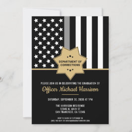 矯正役員卒業式薄銀線 招待状
