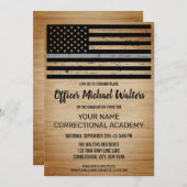 矯正役員卒業用薄い灰色ライン請求書 招待状 (正面/裏面)