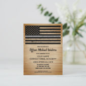 矯正役員薄灰色ライン卒業 インビテーションポストカード (スタンド正面)