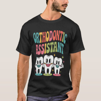 矯正歯科アシスタント レトロかわいい歯の矯正 Tシャツ