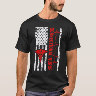 矯正看護師 アメリカ国旗 ナース RN Tシャツ