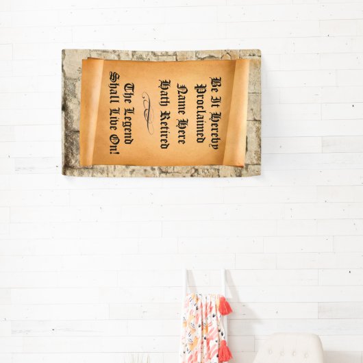 石おもしろいの上に古代の巻物で引退 横断幕 (インサイチュ)