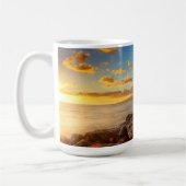 石およびやし| O'Ahu上の海の日没 コーヒーマグカップ (左)