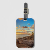 石およびやし| O'Ahu上の海の日没 ラゲッジタグ (正面縦)