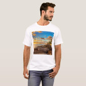 石およびやし| O'Ahu上の海の日没 Tシャツ (正面フル)