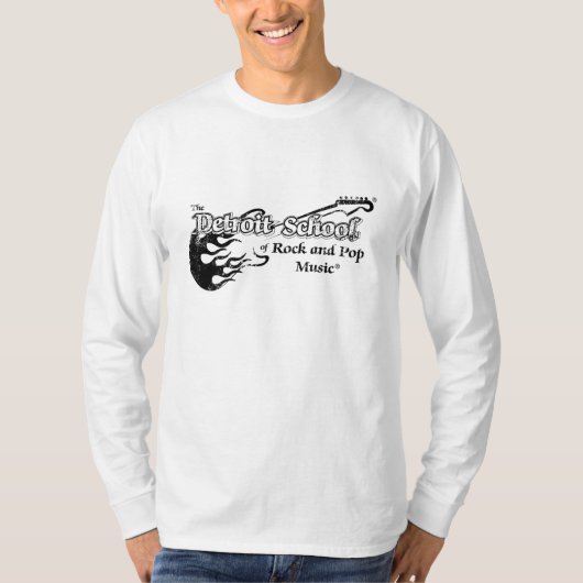 石およびポップ・アートので白い長いのデトロイト学校 Tシャツ (正面)