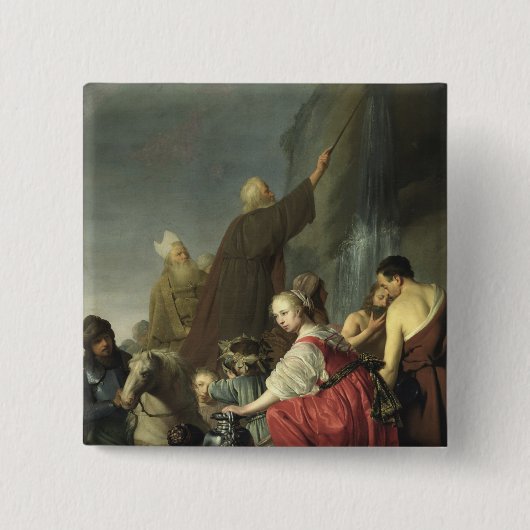 石からのモーゼの顕著な水 缶バッジ (正面)