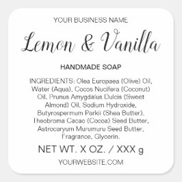 石けんまたはスキンケアの手作りアーティザン製品ラベル スクエアシール