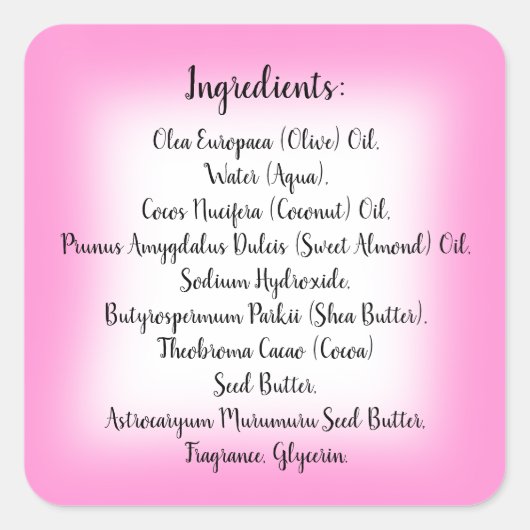 石けんスキンケア原料上場製品フレーム スクエアシール (正面)