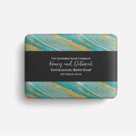 石けん包装紙-ターコイズとフェイク金ゴールド チラシ