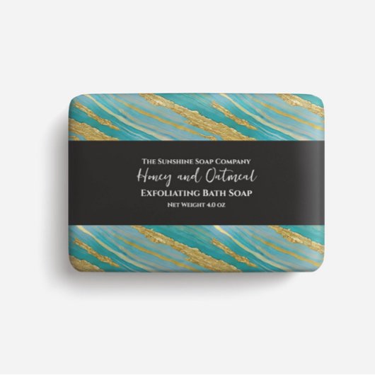 石けん包装紙-ターコイズとフェイク金ゴールド チラシ