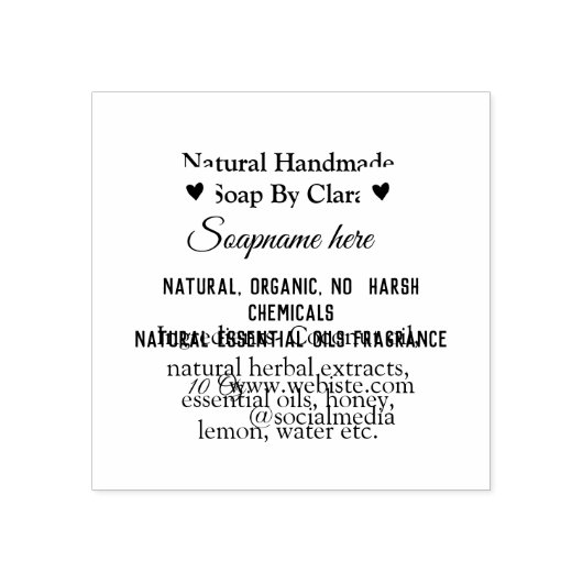 石けん名ウエイト素材詳細文字 ラバースタンプ (インプリント)