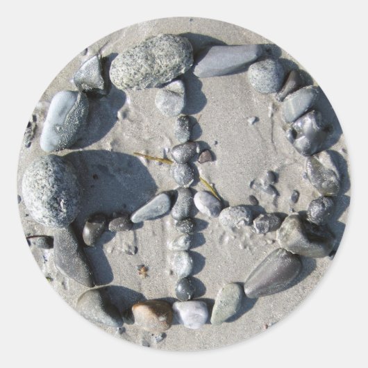 石で囲まれた平和ステッカー ラウンドシール (正面)