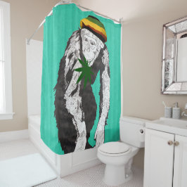 石で囲まれた猿 シャワーカーテン