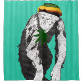 石で囲まれた猿 シャワーカーテン (正面)