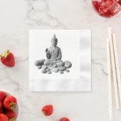 石と植物が生えた穏やかな仏像 縁ありカクテルナプキン (インサイチュ)