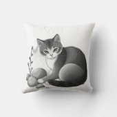 石と植物が生えた穏やかな猫 クッション (裏面)