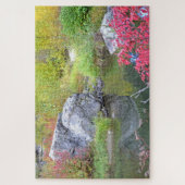 石と草の反射 ジグソーパズル (縦)