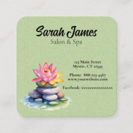 石にピンクと黄色の蓮の花をつける コーリングカード