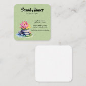 石にピンクと黄色の蓮の花をつける コーリングカード (正面/裏面)