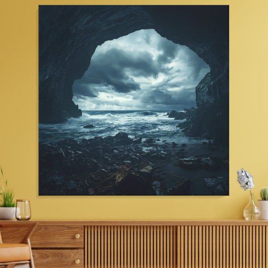 石に囲まれた自然の怒り キャンバスプリント (インサイチュ (リビング))