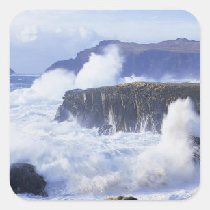 石に対して衝突する波の眺め スクエアシール