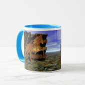 石に沈むアイスランドの馬 マグカップ (正面左)