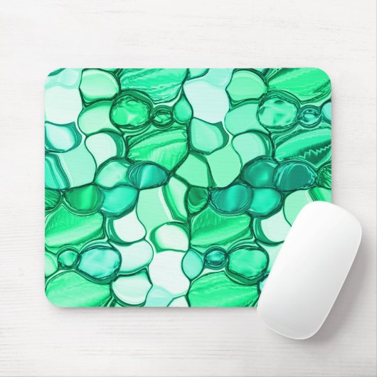 石のような丸みを帯びた鮮やかな緑色からミント色までの色合い マウスパッド (マウス)