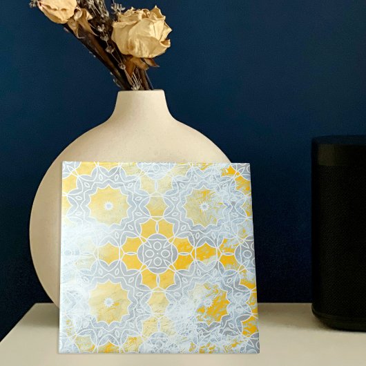 石のような動揺してイエローベージュメダリオン タイル