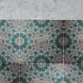 石のような灰色のテクスチャードされた緑色の葉ジオメトリ タイル